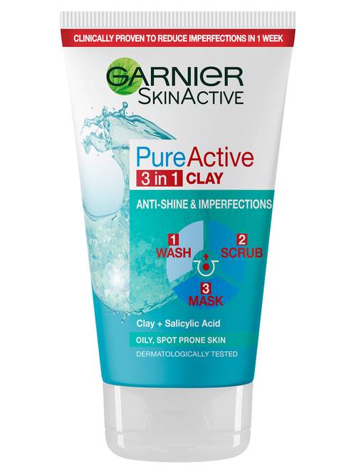 Garnier Pure Active 3 In 1 Cleanser Wash, Scrub, & Mask 50ml product image