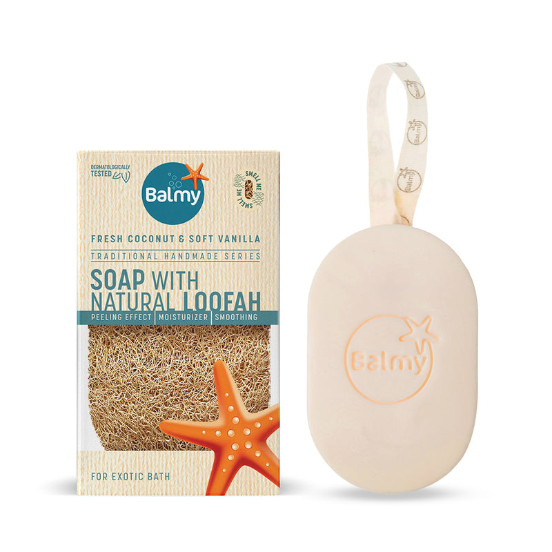 Balmy Soap With Natural Loofah -Fresh Coconut & Soft Vanilla 150g product image