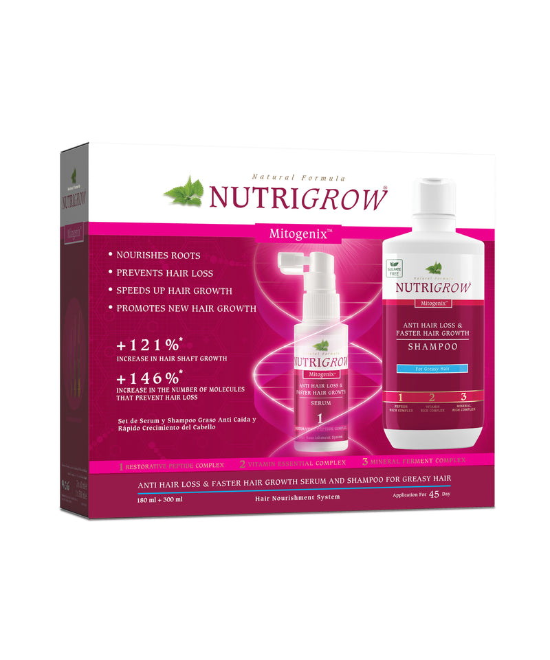 Nutrigrow Anti Hair Loss& Faster Hair Growth Serum And Shampoo 300ml + 3*60ml product image