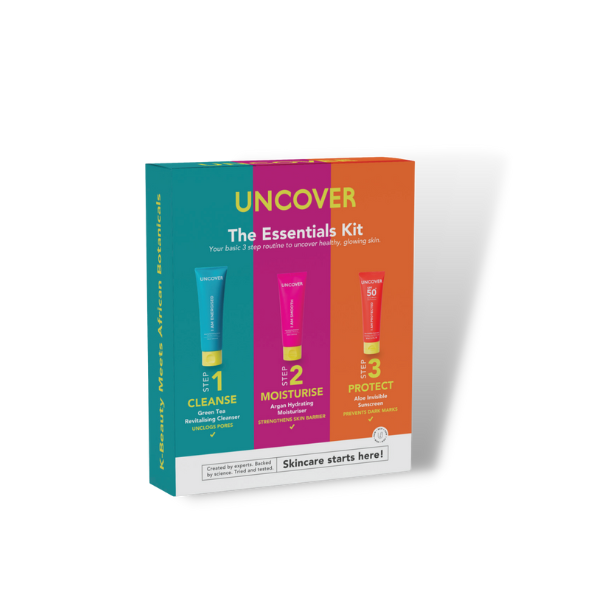 Uncover Essential Kit Cleanser 120ml
 
 Moisturizer100ml
 
 Sunscreen 80ml product image