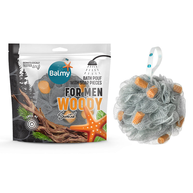 Balmy Bath Pouf with Soap Pieces For Men Woody 76g product image
